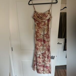Hello Molly Pink and Cream Floral Midi Dress
